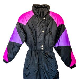 Vintage 90s Swiss Alps Ski Suit | Women’s M | Retro One Piece Snowsuit